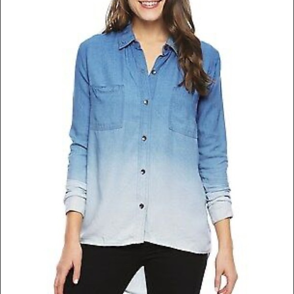 SPLENDID XS Blue chambray Bleach Dip Dyed Boyfriend Shirt - Picture 8 of 8